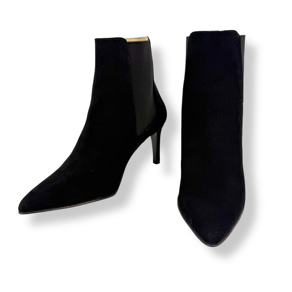 Brand new ANTONIO DE FARIA Portugal black suede pointed toe Chelsea heeled boots - Picture 13 of 16